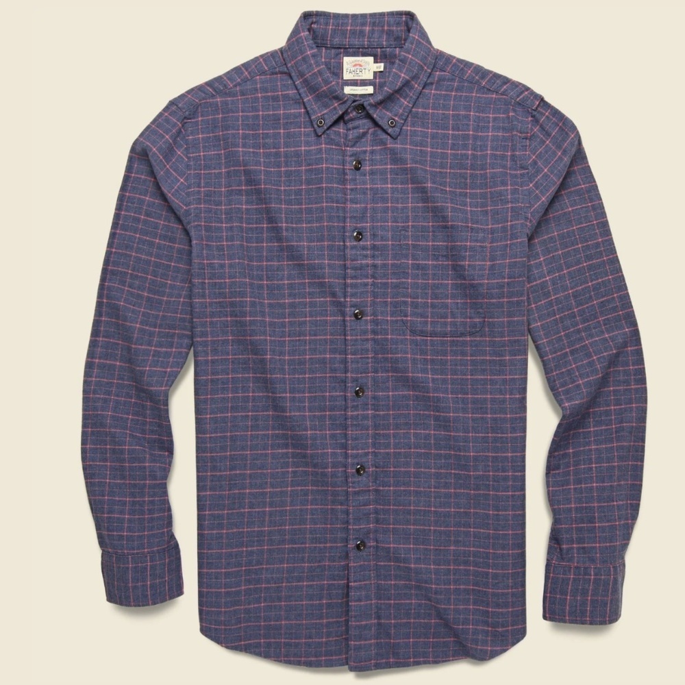 FAHERTY Featherweight Flannel Long Sleeve Plaid Shirt Gray/Pink Size Large